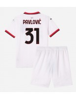 Otroške Nogometnih dresov AC Milan Strahinja Pavlovic #31 Gostujoči 2024-25 Kratki rokavi (+ hlače)